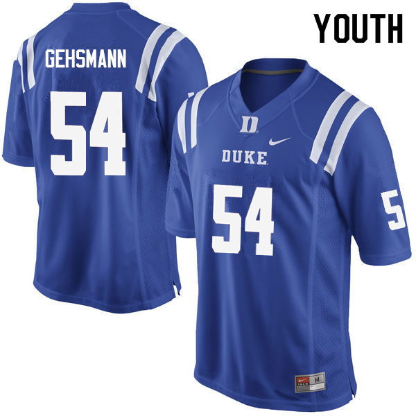 Youth #54 Kevin Gehsmann Duke Blue Devils College Football Jerseys Sale-Blue - Click Image to Close